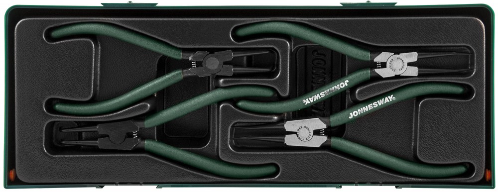 AG010002SC Ложемент с пластиковой крышкой, набор щипцов 7" для стопорных колец, 4 предмета