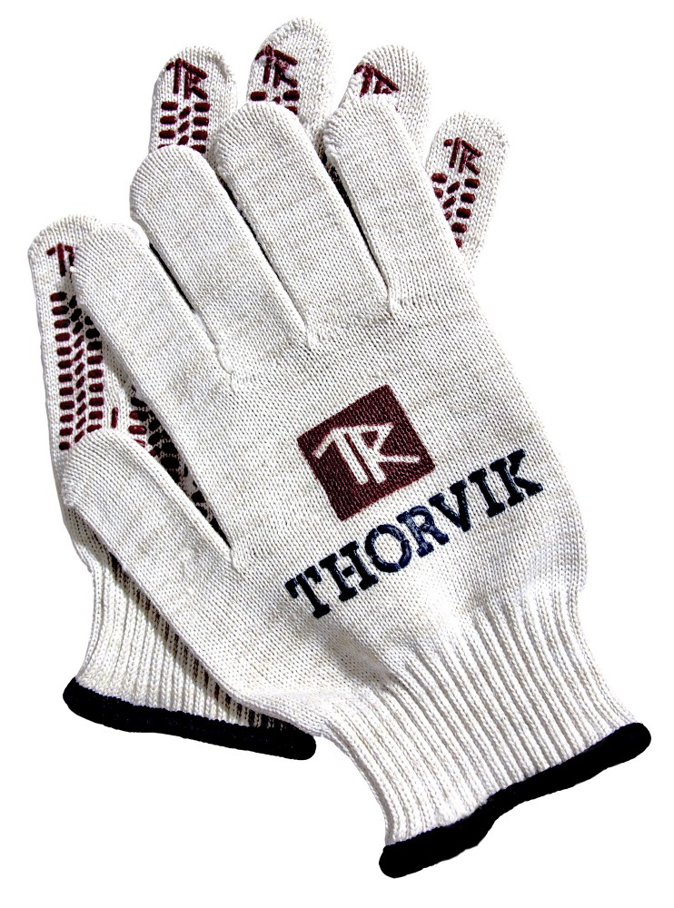 TRV-2-5510 Перчатки трикотажные Thorvik с точечным полимерным покрытием, модель Экстра, х/б, 10 клас