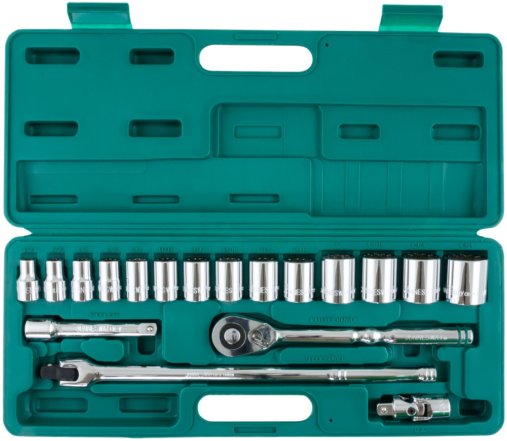S05H4219S Набор головок торцевых дюймовых 1/2"DR, SAE 3/8"--1-1/4", 19 предметов
